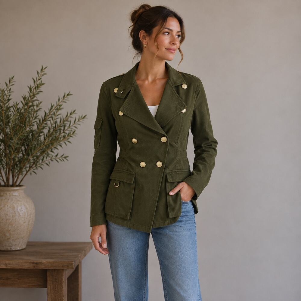 Daughters of the Liberation Olive Utility Military Jacket 4